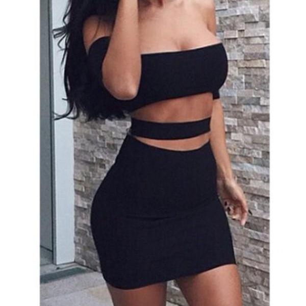 Black Prom Dress,Two Pieces Prom Dress,Mini Prom Dress,Fashion
